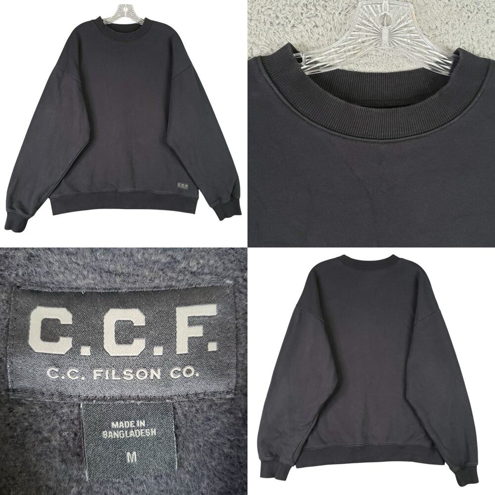 Filson Sweatshirt Mens Medium Black Fleece Crewneck Pullover CCF Cotton